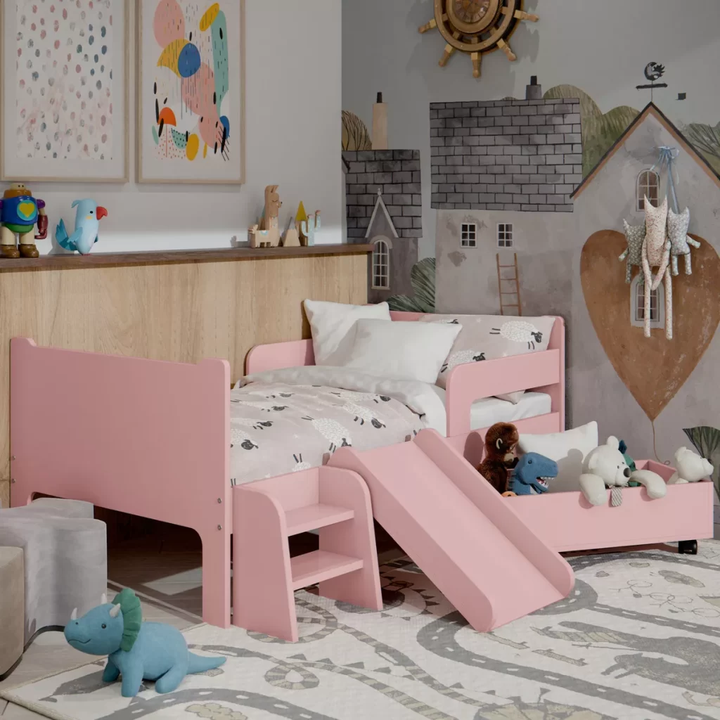 Cama Montessoriana Escorregador Rosa